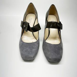 Franco Sarto Two-toned Grey Leather Retro Mary Janes